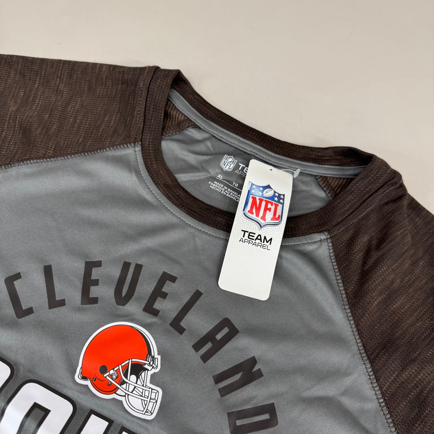 NFL Cleveland Browns Long Sleeve Shirt XL Brown/Grey 1802970 Established 1946