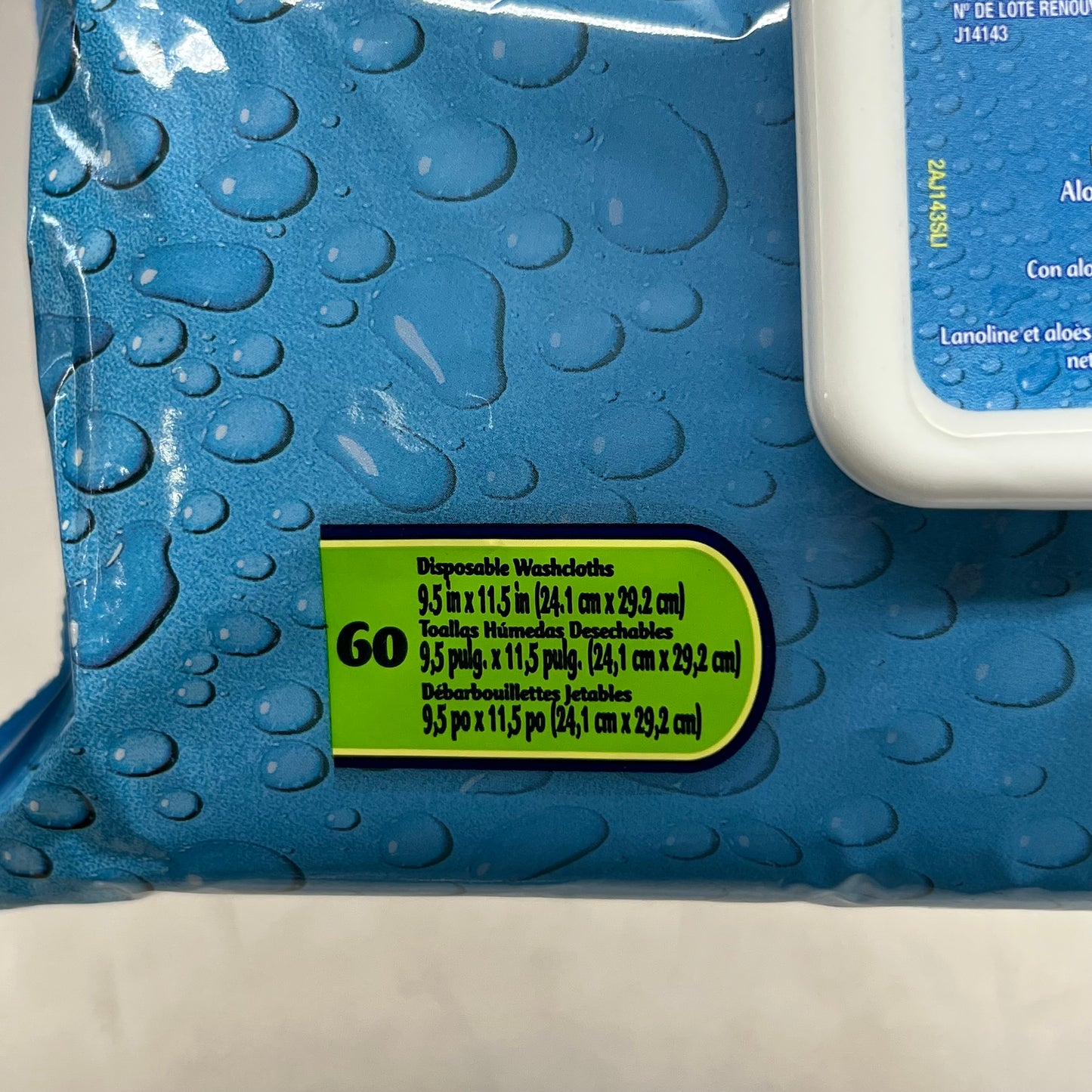 HYGEA (2 PACK Of 60 Wipes) Premium Multi Purpose Washcloth Sz 9.5" x 11.5", White J14143