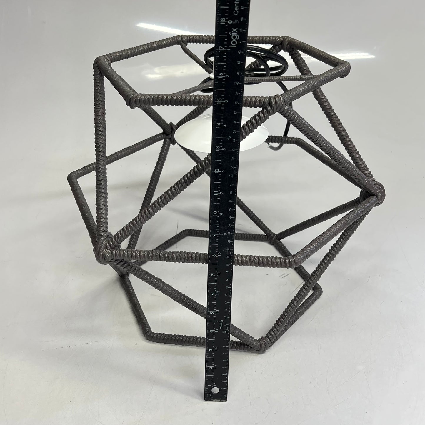 Corded String Pendant Hanging Light Fixture & Hardware 17"x15"x15" Grey