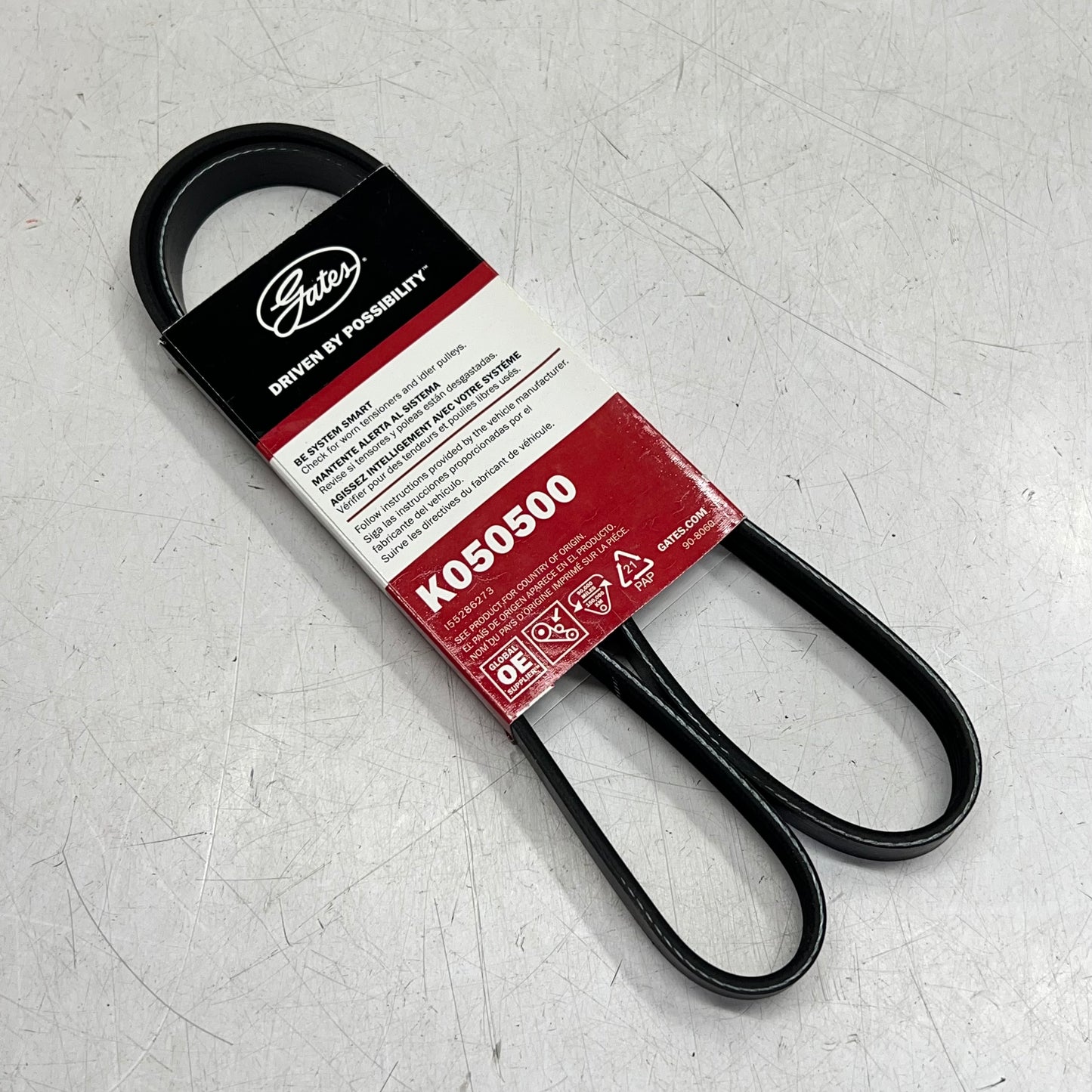GATES Micro-v Serpentine Belt 5 Rib Epdm Rubber 50-9/16" Black K050500