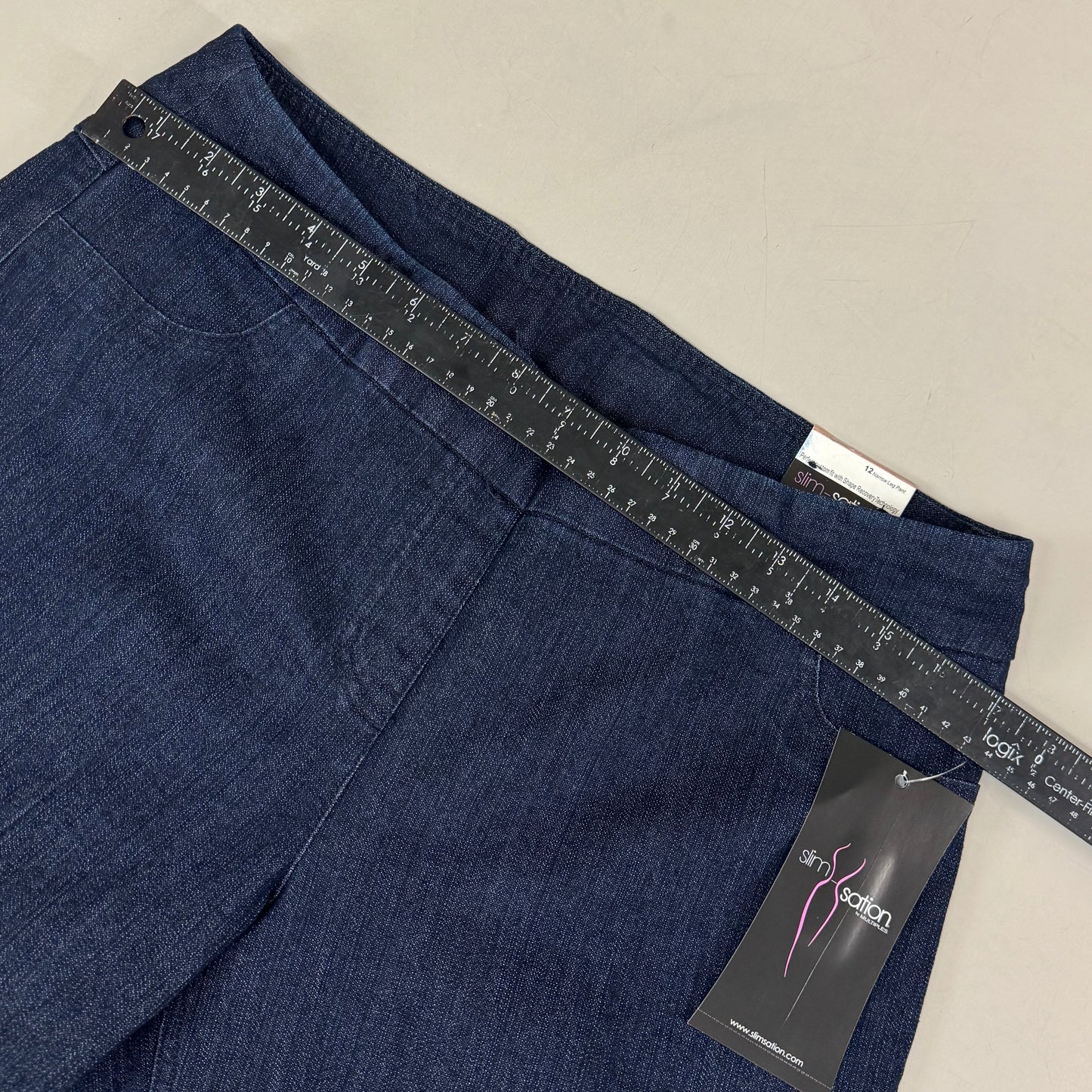 MULTIPLES Narrow Leg Pants Petite Women's Sz 12 Denim M2604P