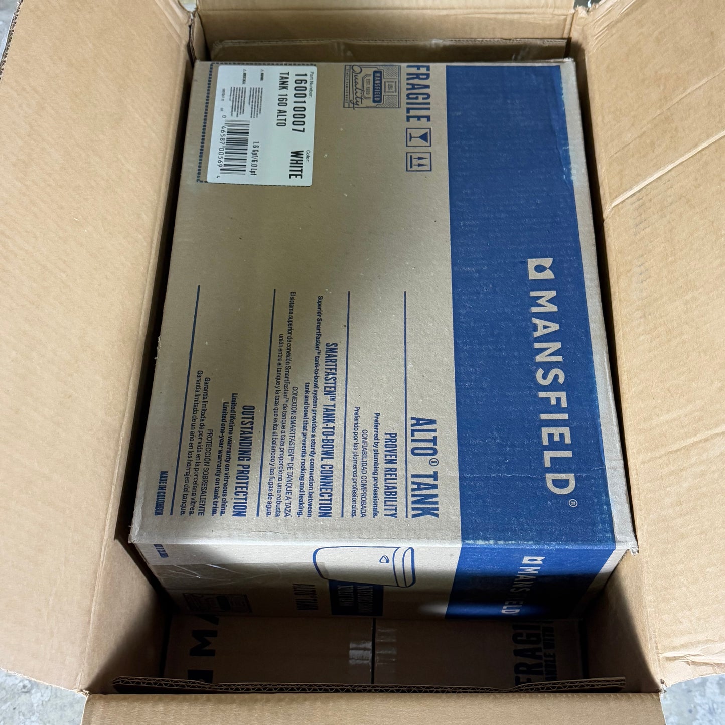 MANSFIELD Elongated Toilet Kit Sz 31 1/4” H x 19 3/4” W x 29 3/4” L 013710017