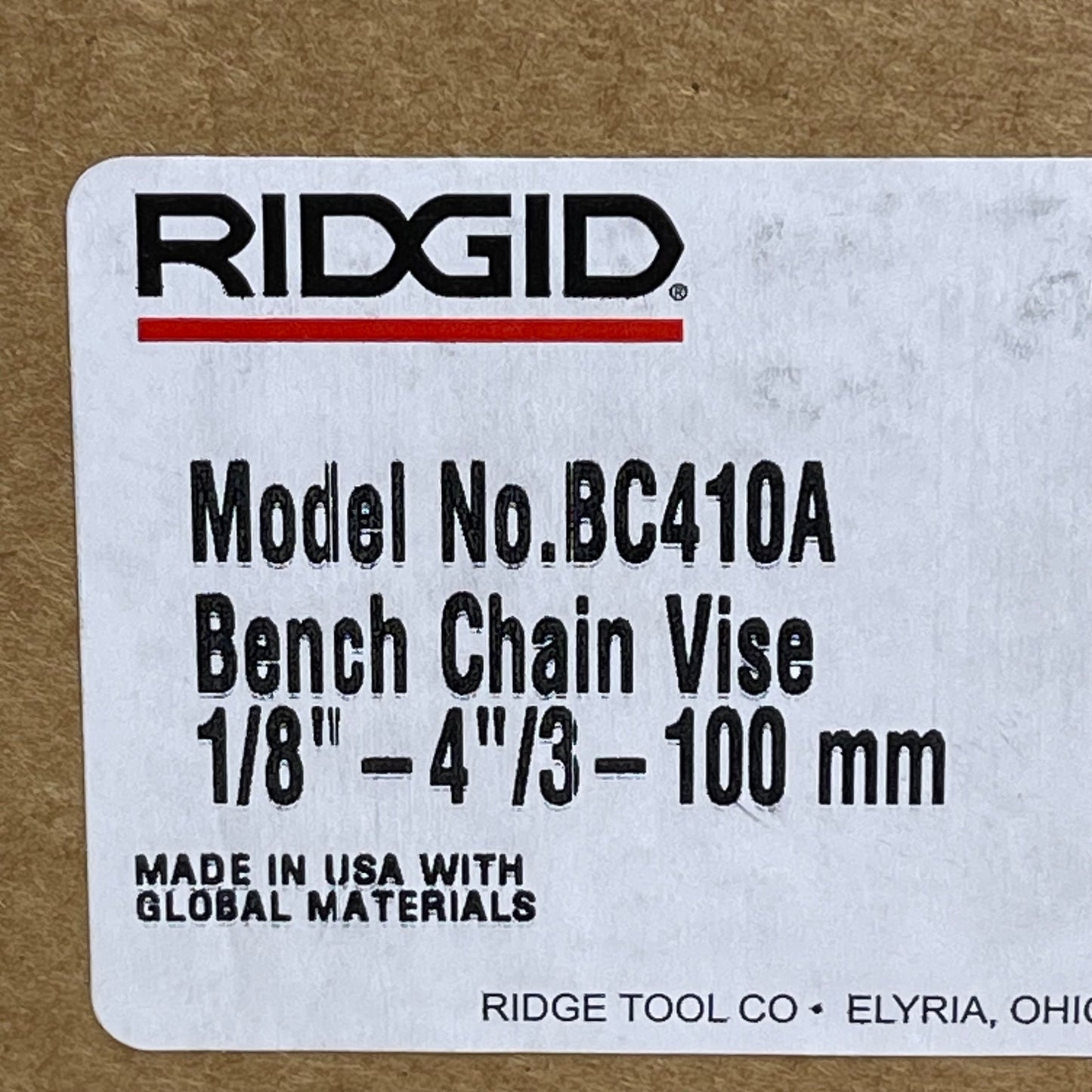 RIDGID Model BC410A Bench Chain Vise 1/8" - 4" 40195