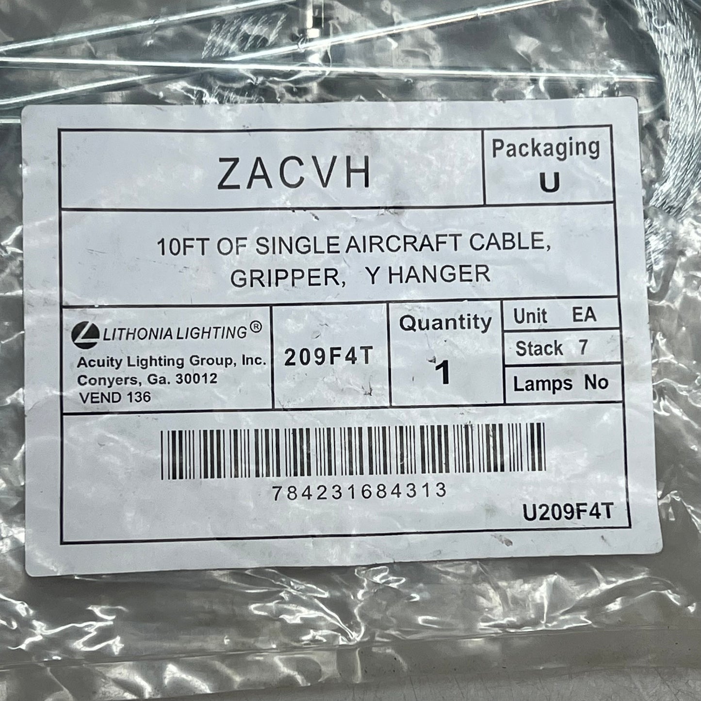 LITHINIA LIGHTING Single Aircraft Cable Gripper Y Hanger Kit 10' Chrome ZACVH