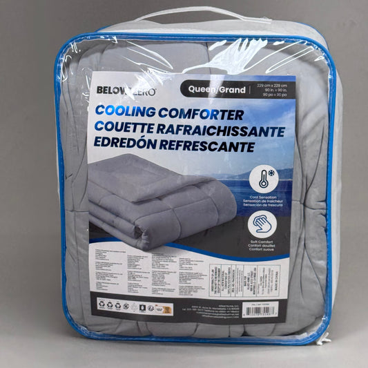 ZA@ BELOW ZERO Cooling Comforter Temperature Balancing 90% Nylon Gray Queen 1727310 Slightly Dirty Packaging