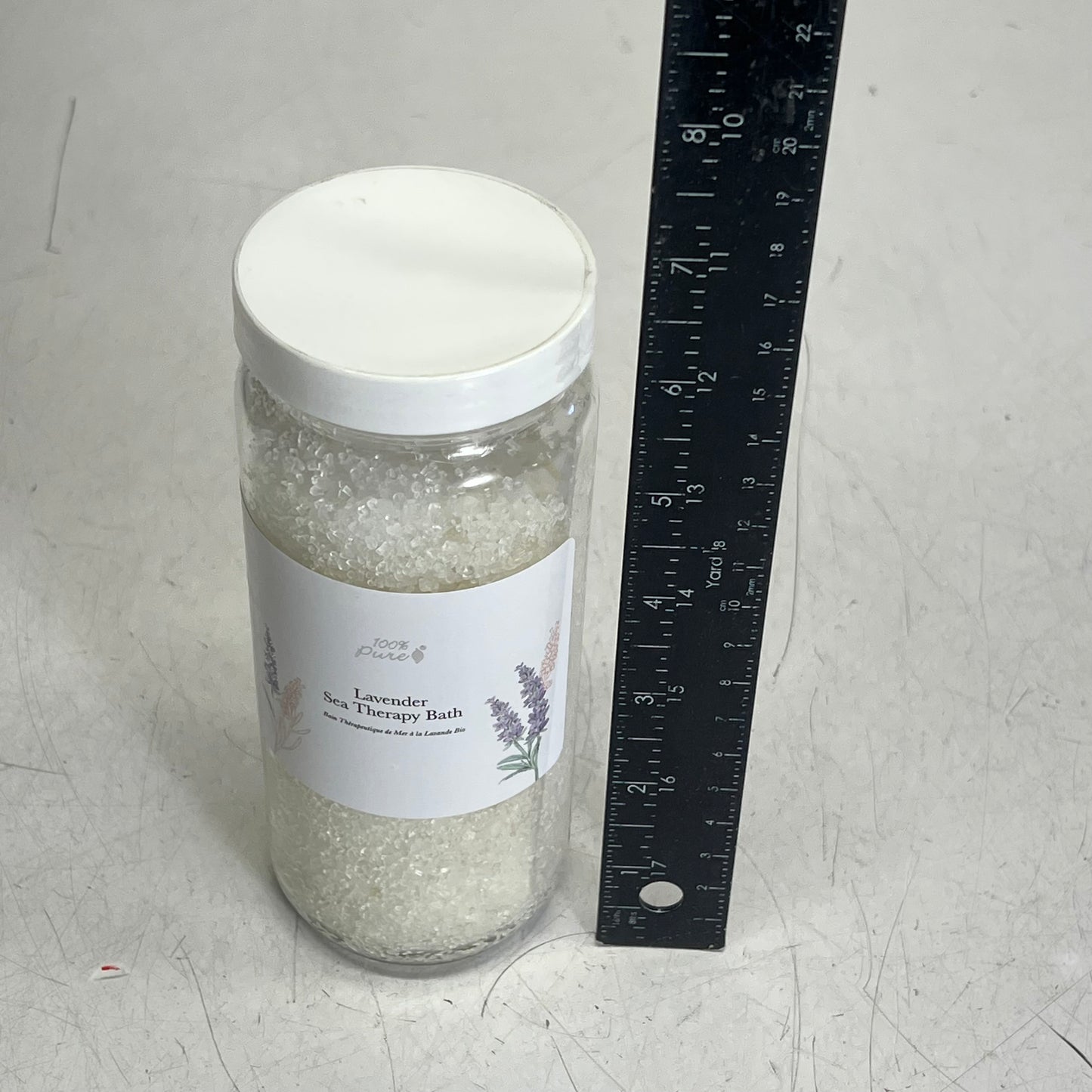 100% PURE Lavender Sea Therapy Bath In Glass Jar Natural & Vegan 15 Oz White