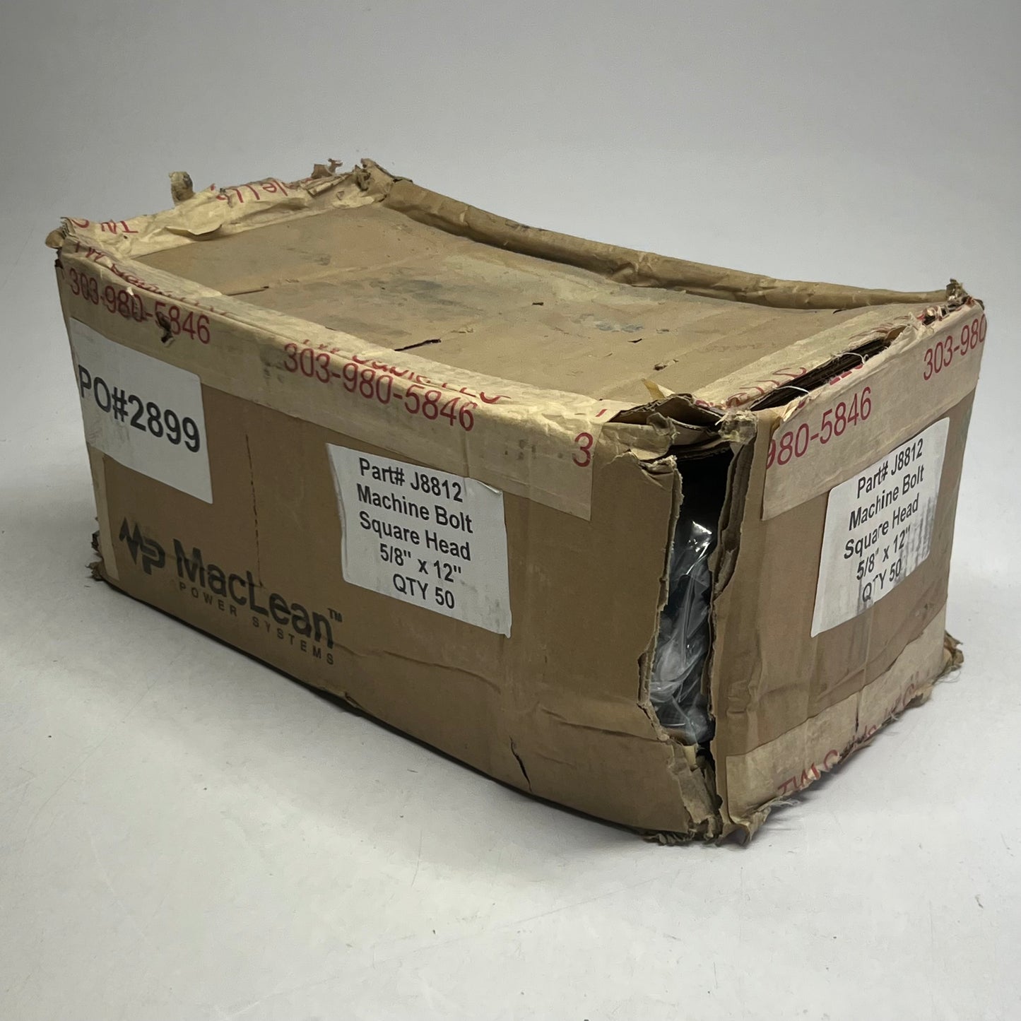 MACLEAN (50 PACK) Machine Bolt Square Head Sz 5/8" x 12" J8812