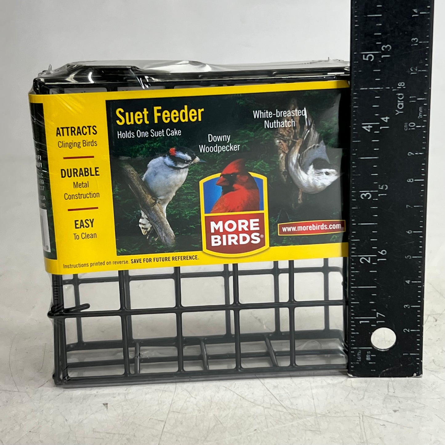 MORE BIRDS (2 PACK) Cake Steel Suet Feeder Sz 5"L x 1.5"W x 4.6"H, Black 38092