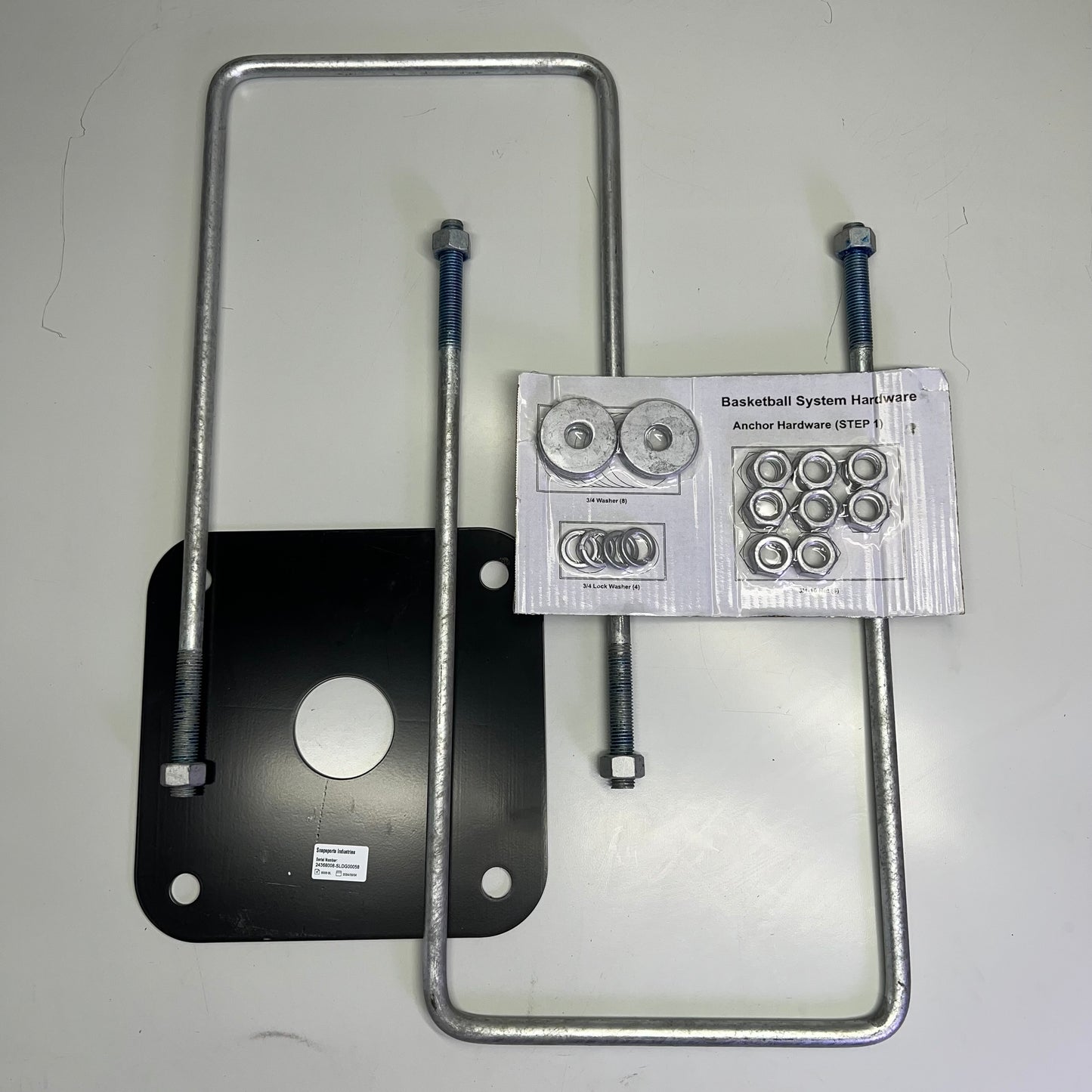 SNAPSPORTS Basketball Anchor Kit System W/ Hardware  9"x9" Black BBANCHOR-ALL