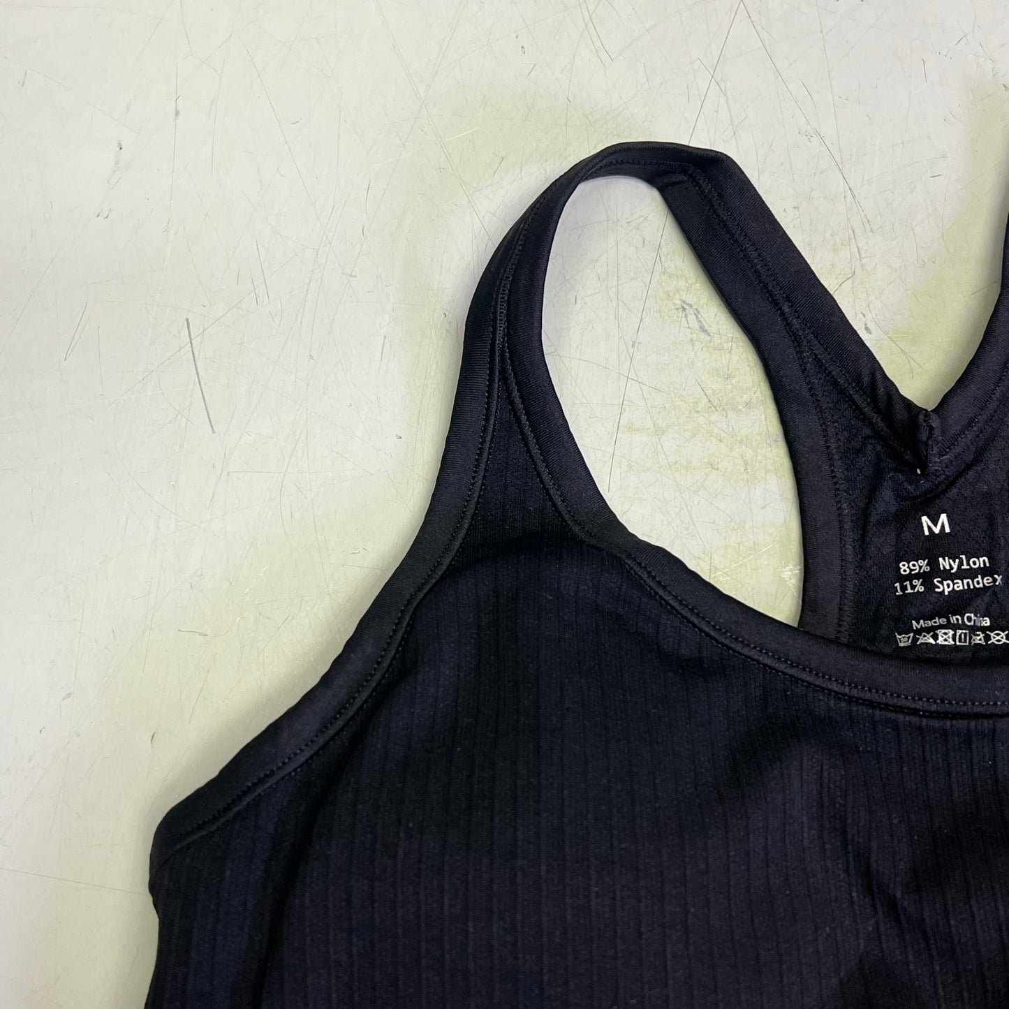 ATTRACO Ribbed Racerback Scoop Neck Athletic Tank Top Women's Sz M Black