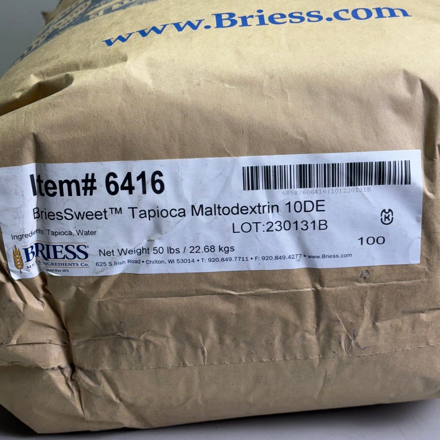 BRIESS MALT BriesSweet Tapioca Maltodextrin 10DE (50lbs/22.68 kgs) 6416