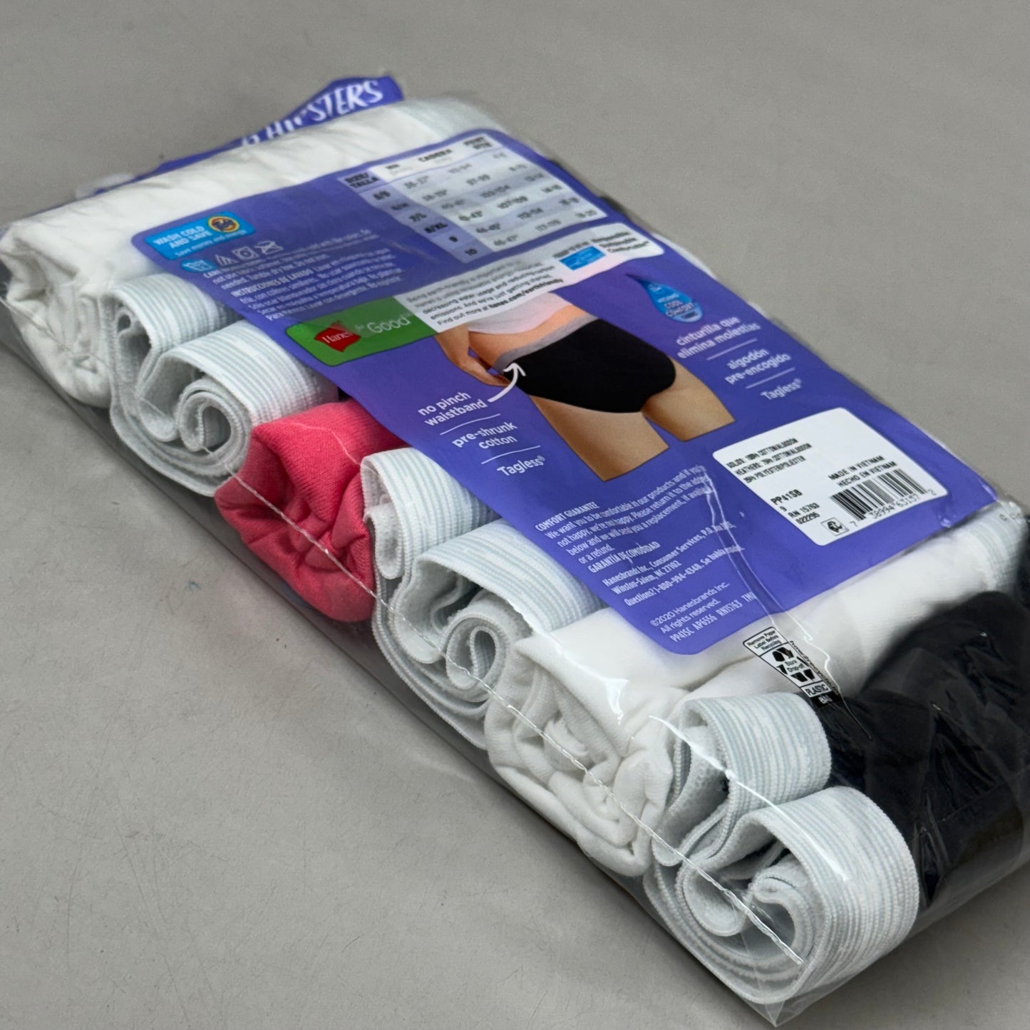 HANES (6 PACK!) Women's Hipster Cotton Underwear Sz-9 White/Black/Grey PP41SB