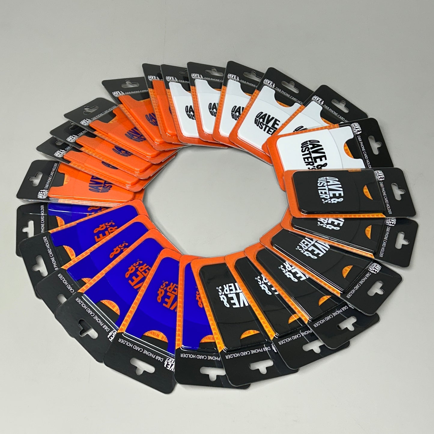 DAVE & BUSTER'S 24-PK! Phone Card Holders, Orange Blue Black and White 18826 (New)