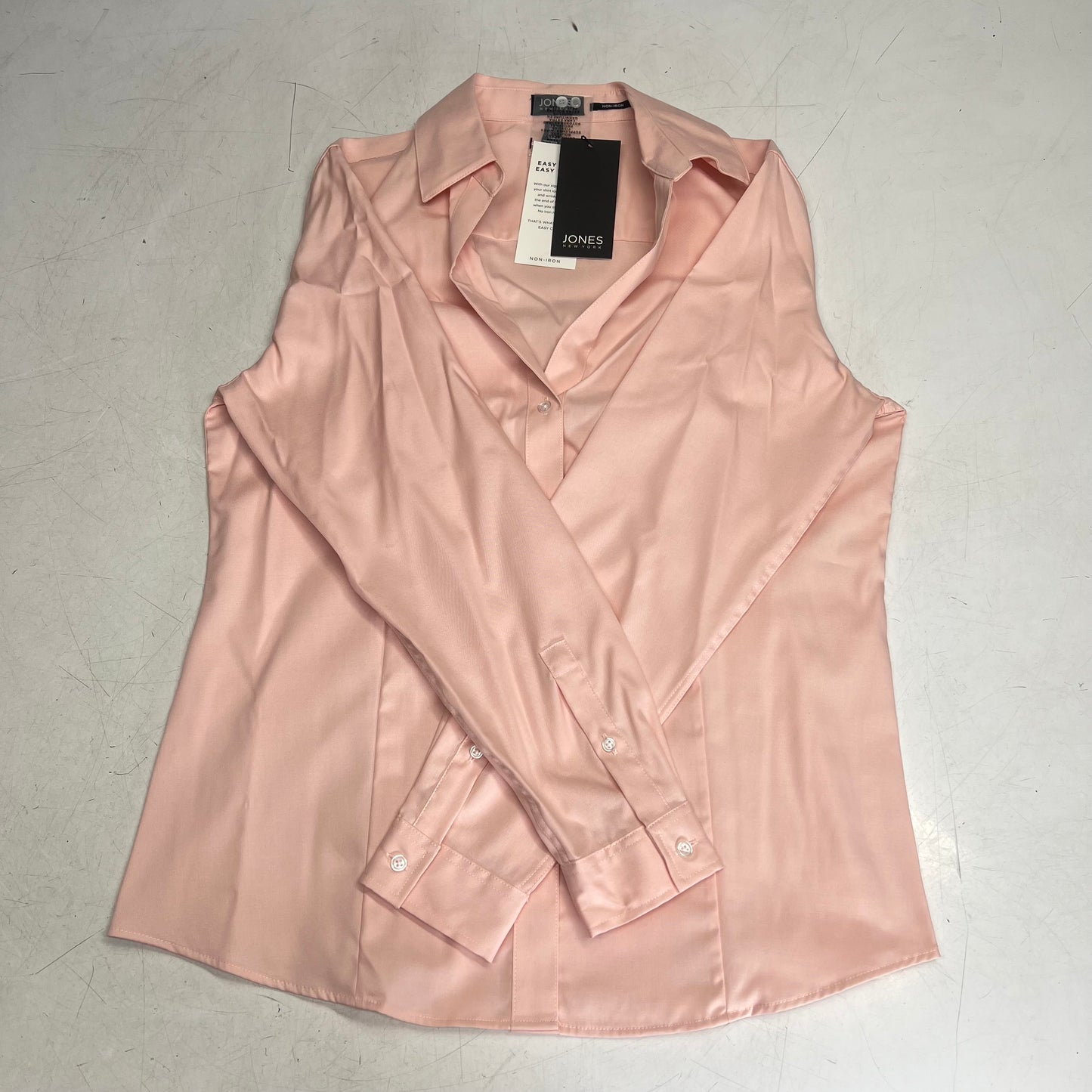 JONES New York Easy Care Professional Button Up Collared Shirt Women's Sz M Rose