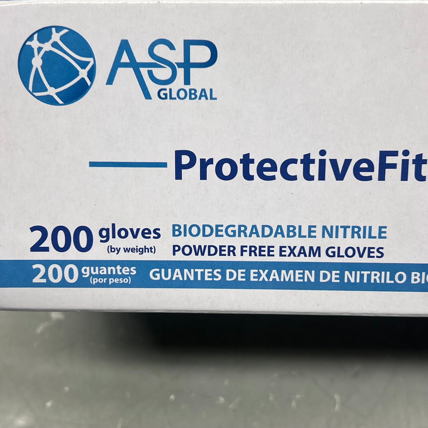 ASP GLOBAL(10 PACK, 200 EACH) Protective Fit Nitrile Bio Gloves Unisex Sz M Blue