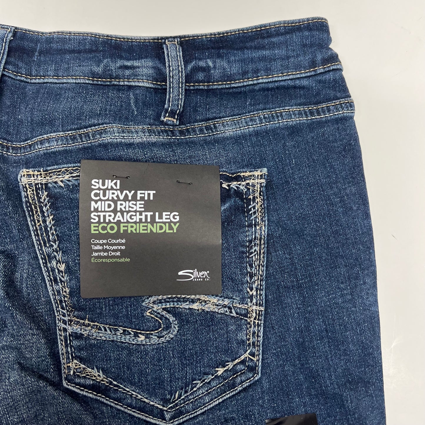 SILVER JEANS CO Suki Curvy Mid Rise Straight Leg Jean Women's Sz 36/33 Indigo