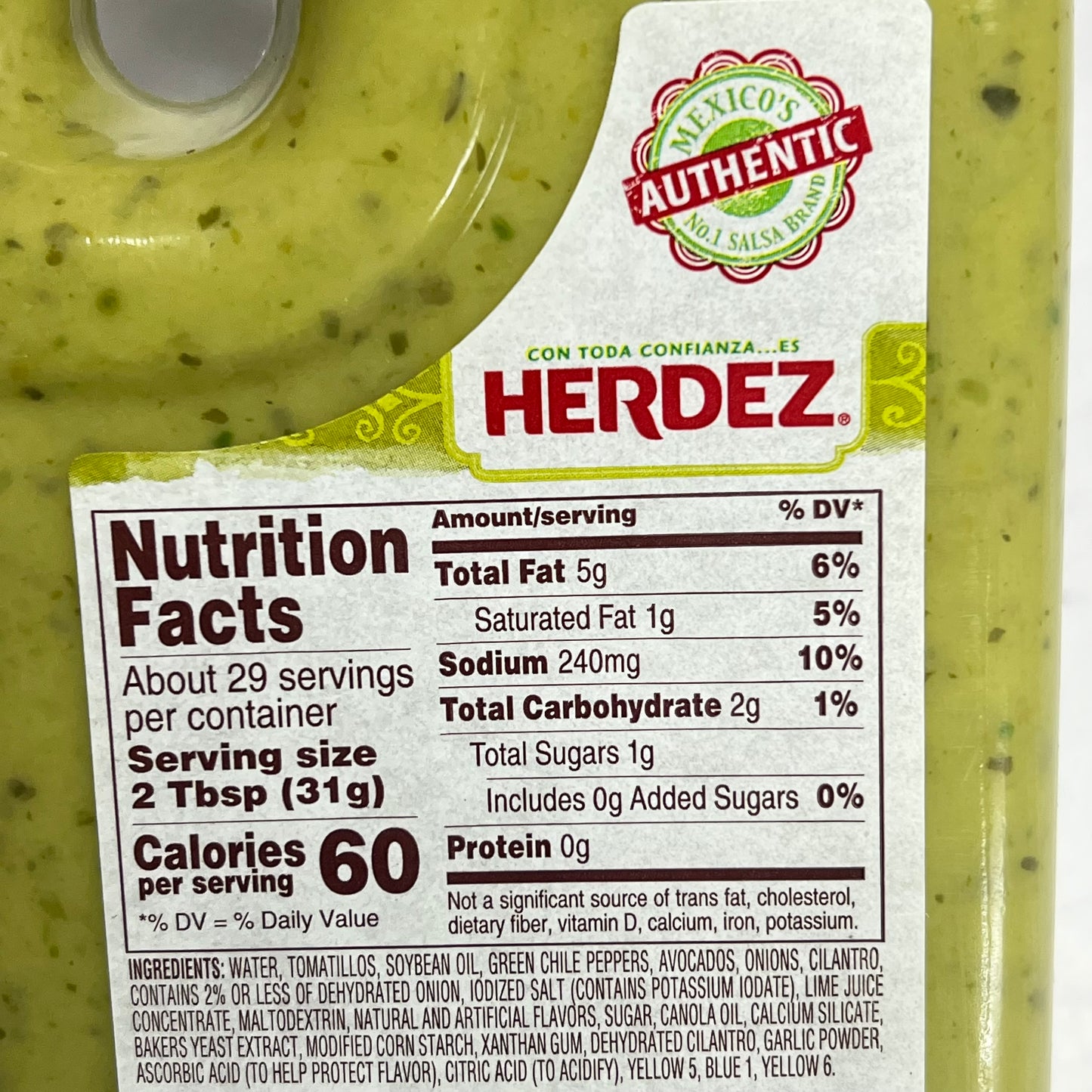 ZA@ HERDEZ (4 PACK) Guacamole Salsa  Medium 32 Oz Jug BB 11/26