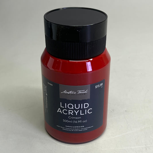 MASTERS TOUCH (2 PACK) Liquid Acrylic Artist Paint 16.9 Fl Oz Crimson 1818962