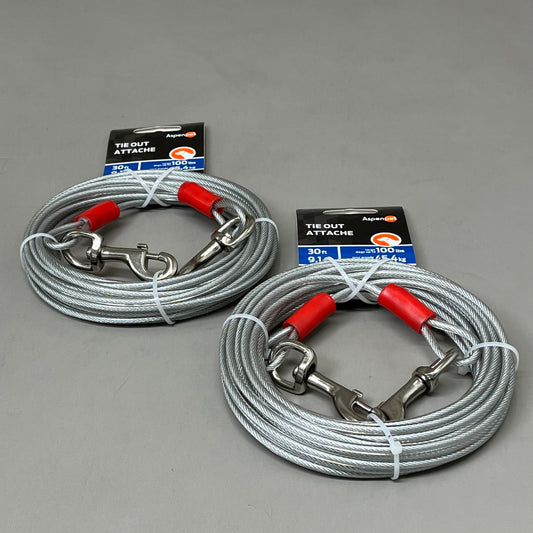 ZA@ ASPEN PET Heavy Duty Tie-Out Galvanized Steel Cable 30' (2 PACK) Large Breeds