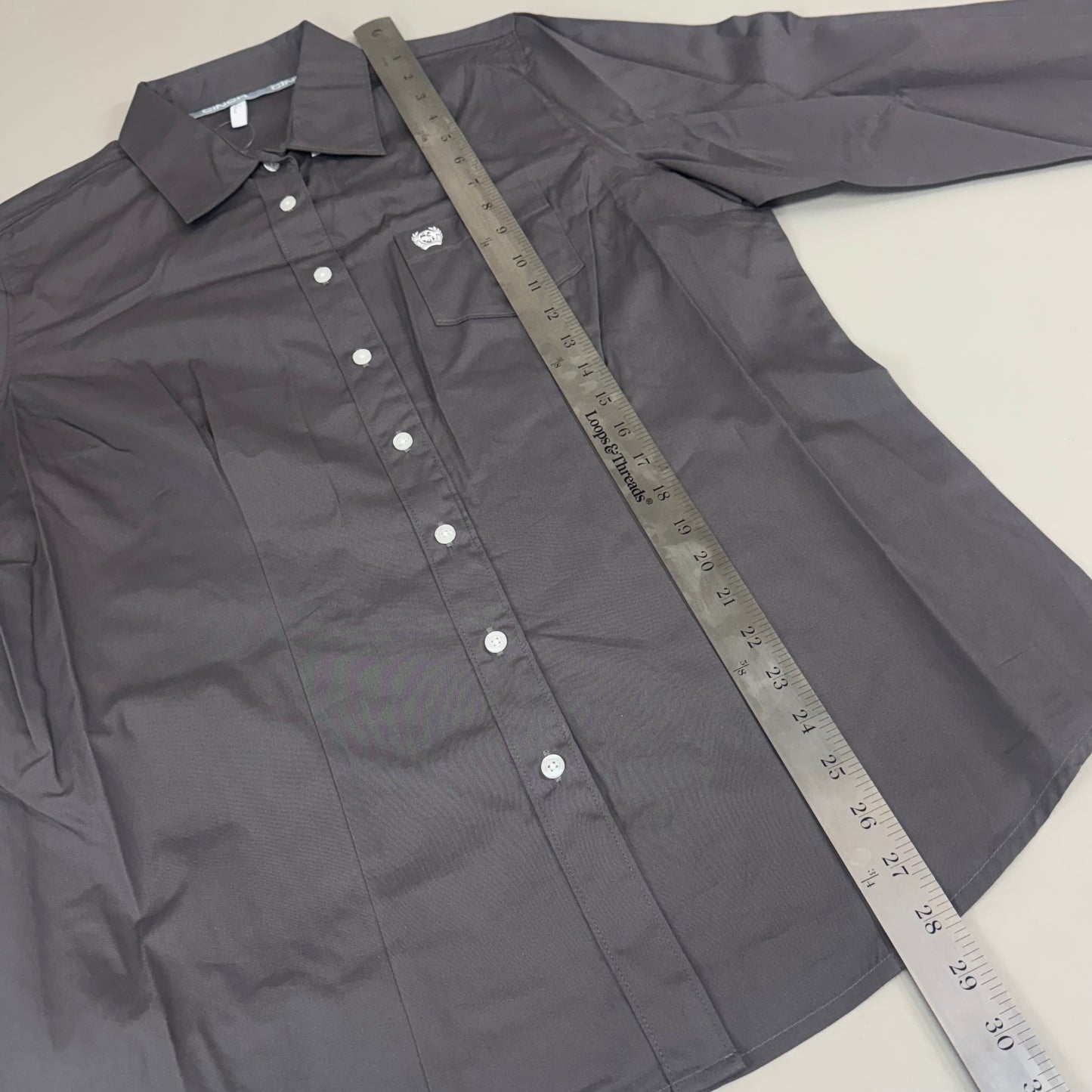 CINCH Long Sleeve & Shirt Tail Solid Button Down Top Women's SZ XL Grey MSW9164029