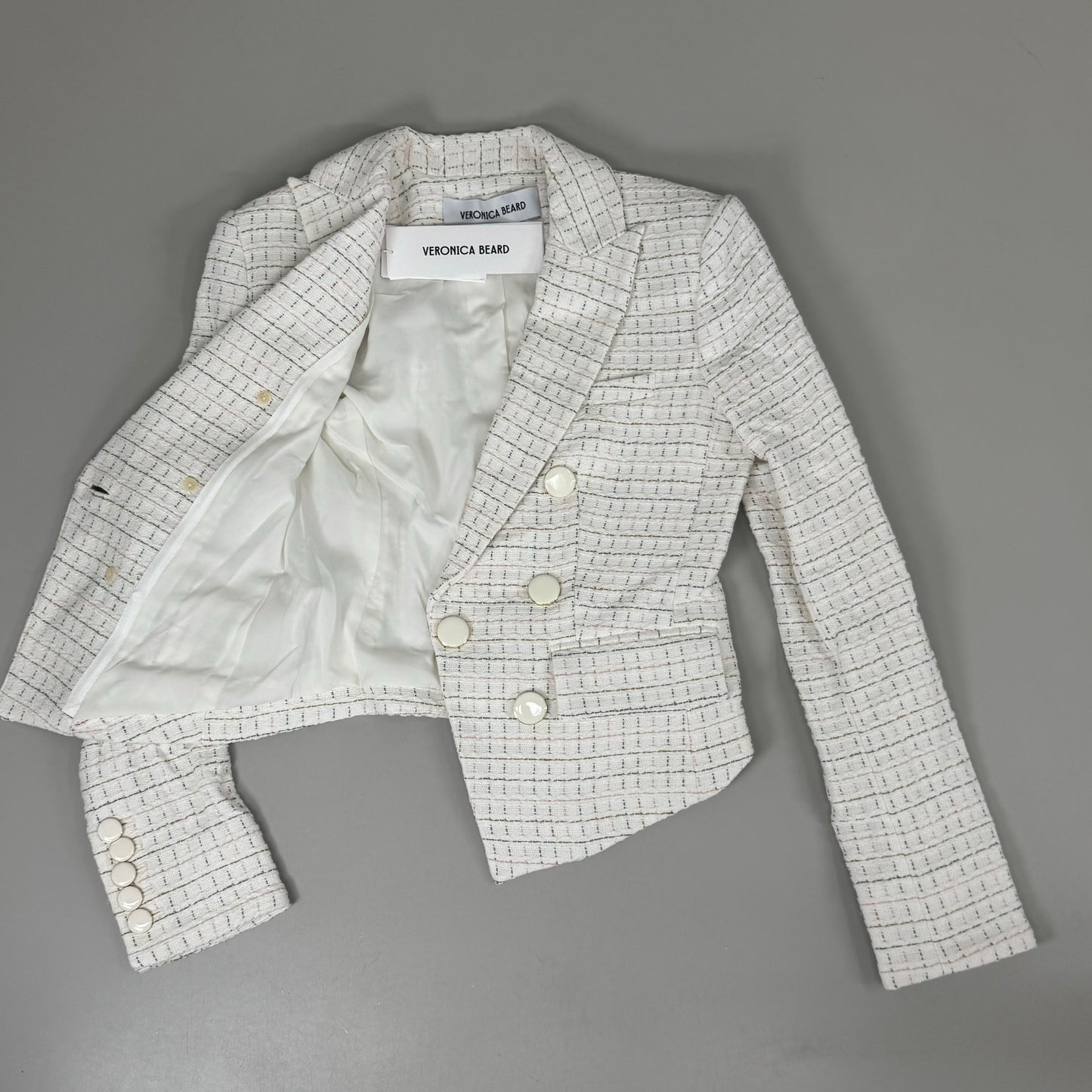 VERONICA BEARD Women's Diego Dickey Jacket Sz-00 Ivory/Multi 2406TW651509