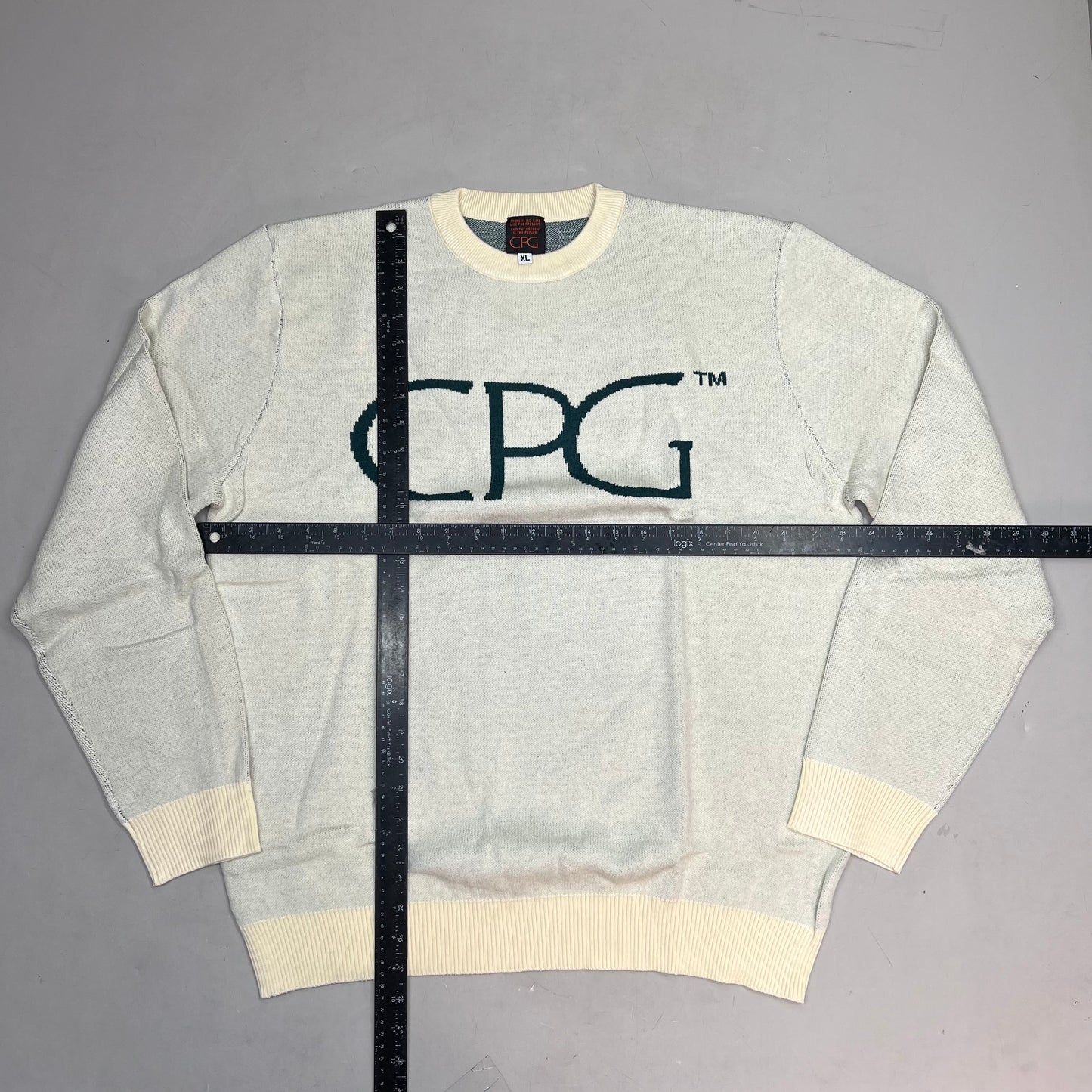 CPG CODEGRAPHY WORLDWIDE Sweater Women's Sz XL Green/Crème WCPG-SWTR-NTRL-2022-3