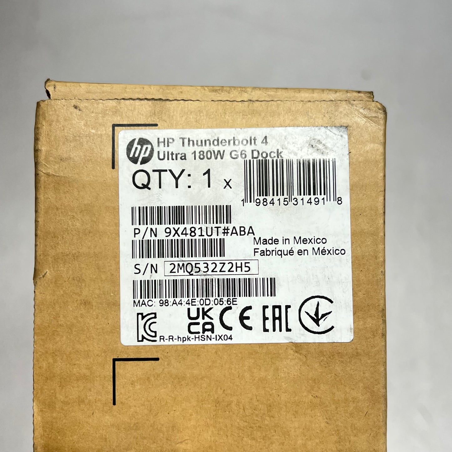 HP Thunderbolt4 Ultra Host Interface Quick Transmission 180W G6 Dock 9X481UT#ABA
