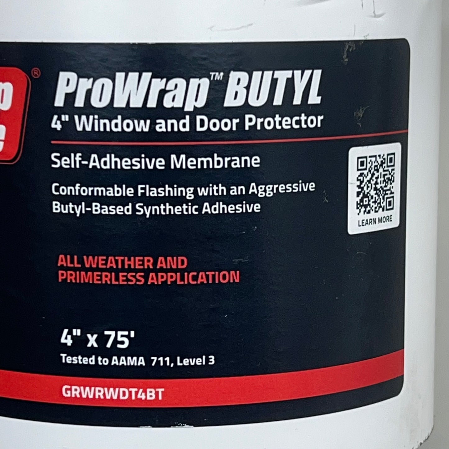 GRIP RITE ProWrap BUTYL Window & Door Protector 4"X75' All Weather GRWRWDT4BT