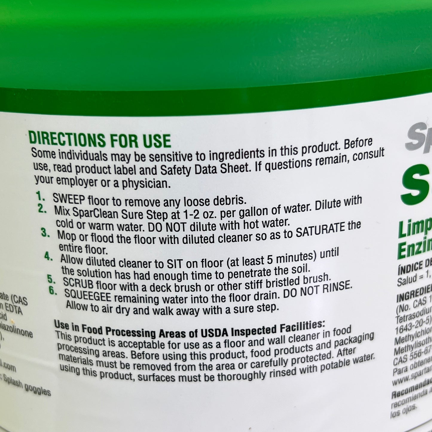 SPARTAN Sparclean Sure Step No Rinse Enzyme Floor Cleaner 1 Gal Green 59