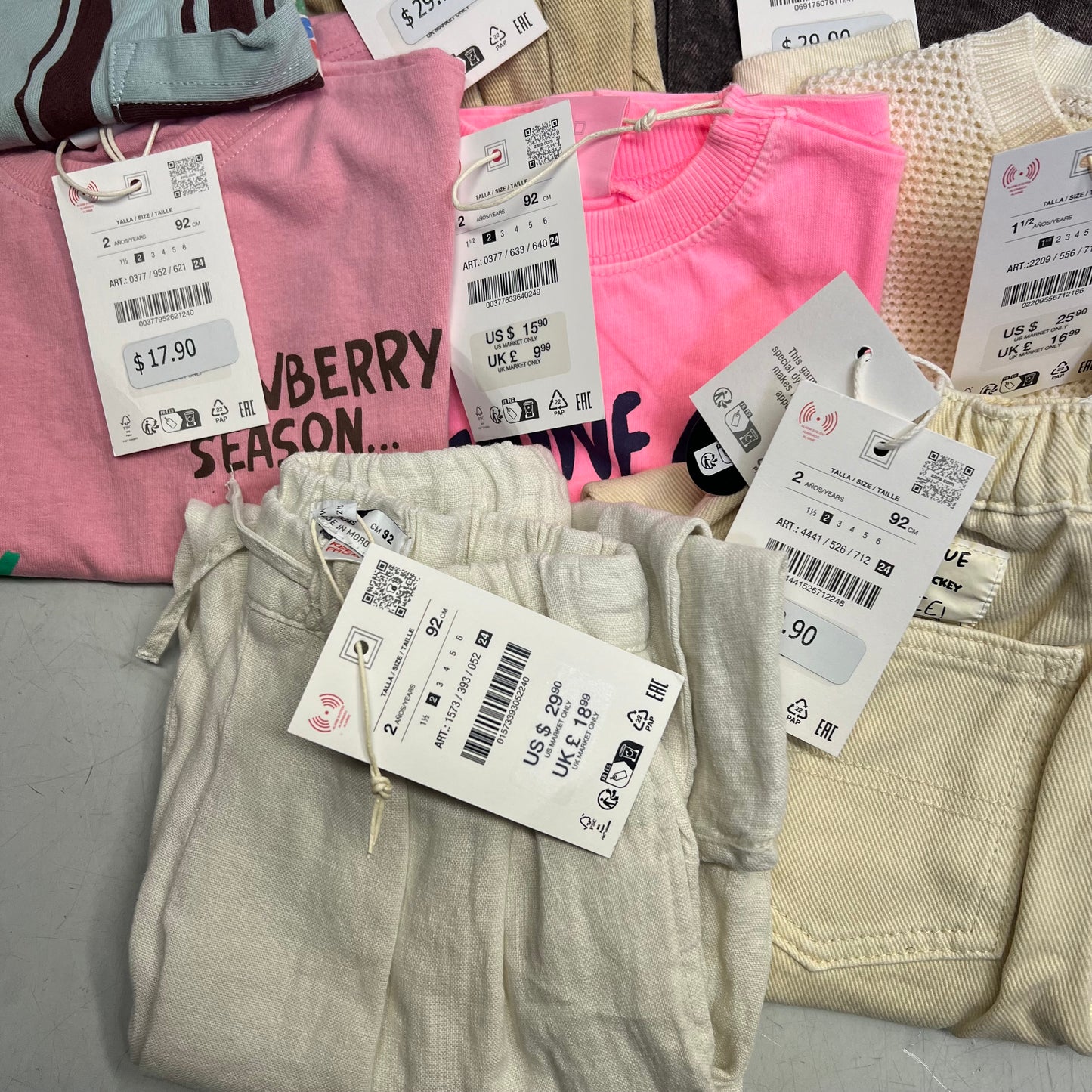 ZA@ ZARA Lot Of Assorted Children's Clothing Tops, Pants & Jacket Girl's Sz 1/1.5/2