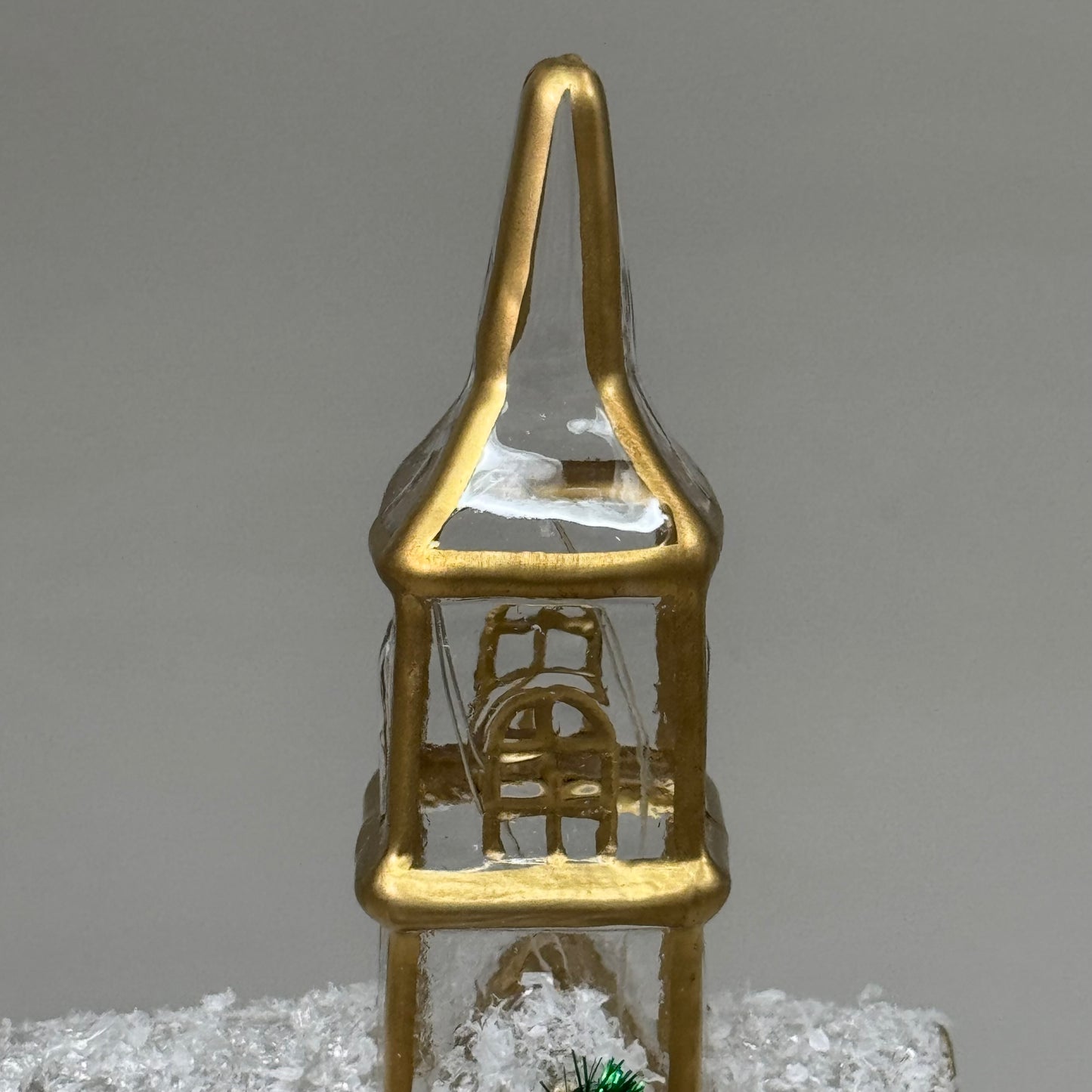 RAZ IMPORT Lighted Church w/ Snow Inside Made of Glass & Sisal 9" Gold 4424591