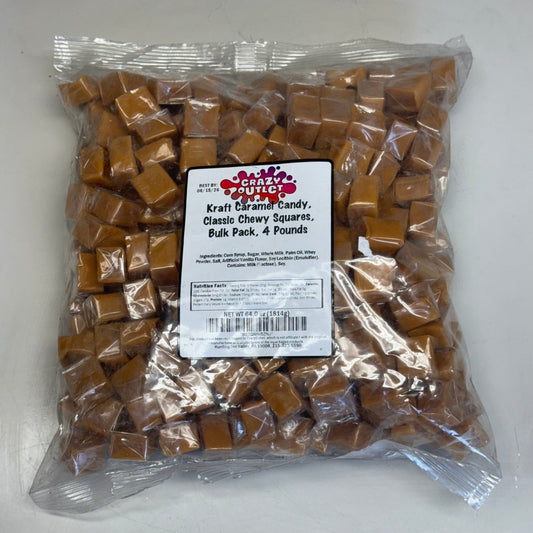 ZA@ CRAZY OUTLET (4 POUNDS, ~200 pcs) Kraft Caramel Candy Classic Chewy Squares Bulk Pack BB 06/26 A