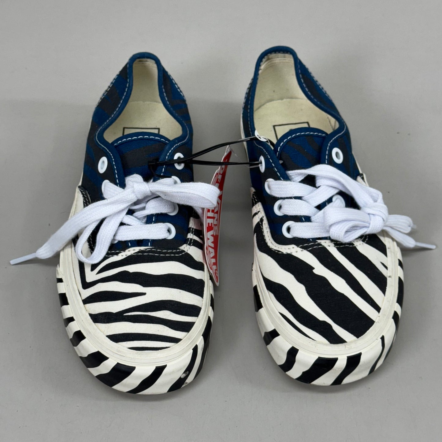 VANS Animal Classic Zebra Slip-On Sneakers Women's Sz 5.0 Men's 3.5 Blue/Black