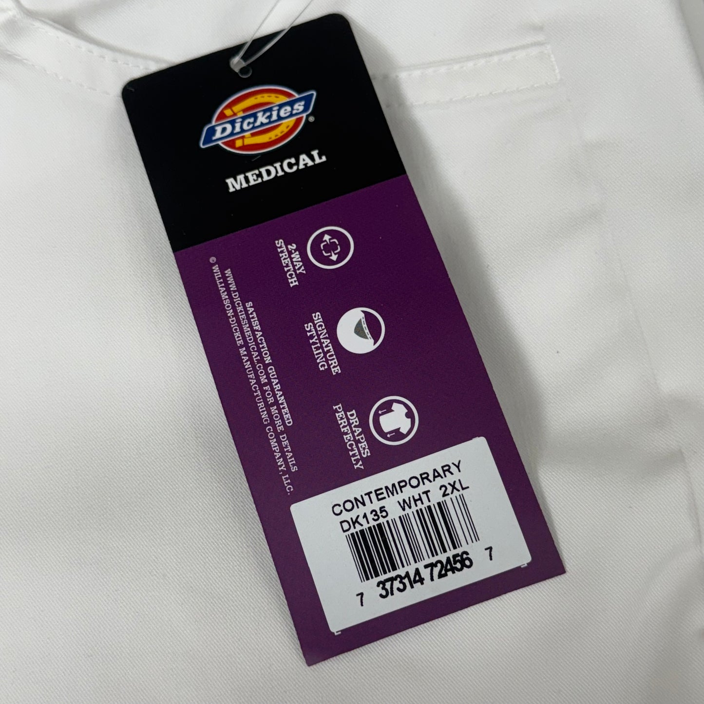 DICKIES Medical Mid Rise Pant Mock Fly 2-Way Stretch Women's SZ 2XL White DK135