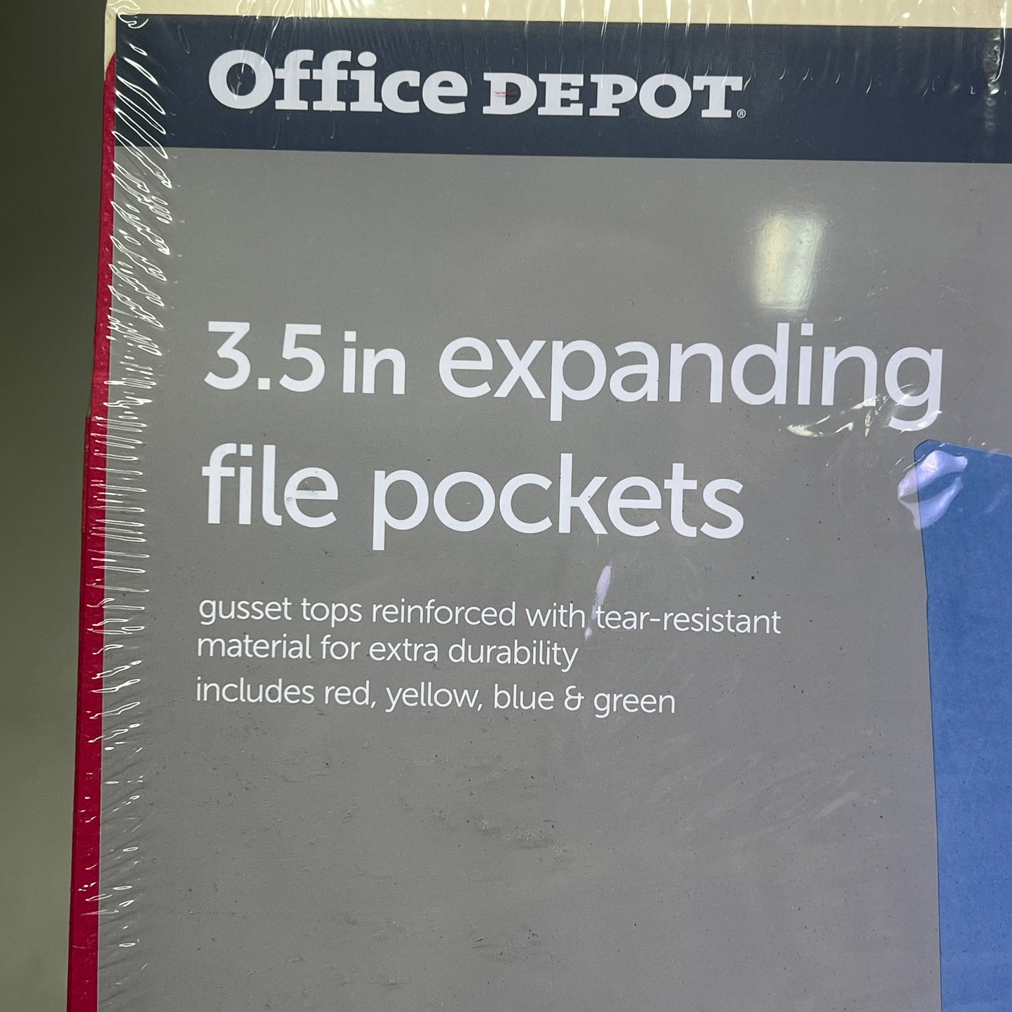 OFFICE DEPOT (5 PACK) File Cabinet Pockets  Letter Sz 3-1/2" Rainbow 1378432