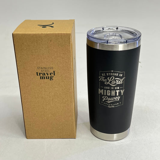 CHRISTIAN ART GIFTS Be Strong in the Lord Stainless Steel Mug 18oz Black SMUG188