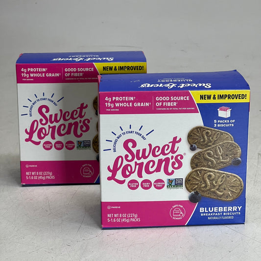 SWEET LOREN'S (2 PACK of 5) Blueberry Breakfast Biscuits 1.6 oz BB 09/26