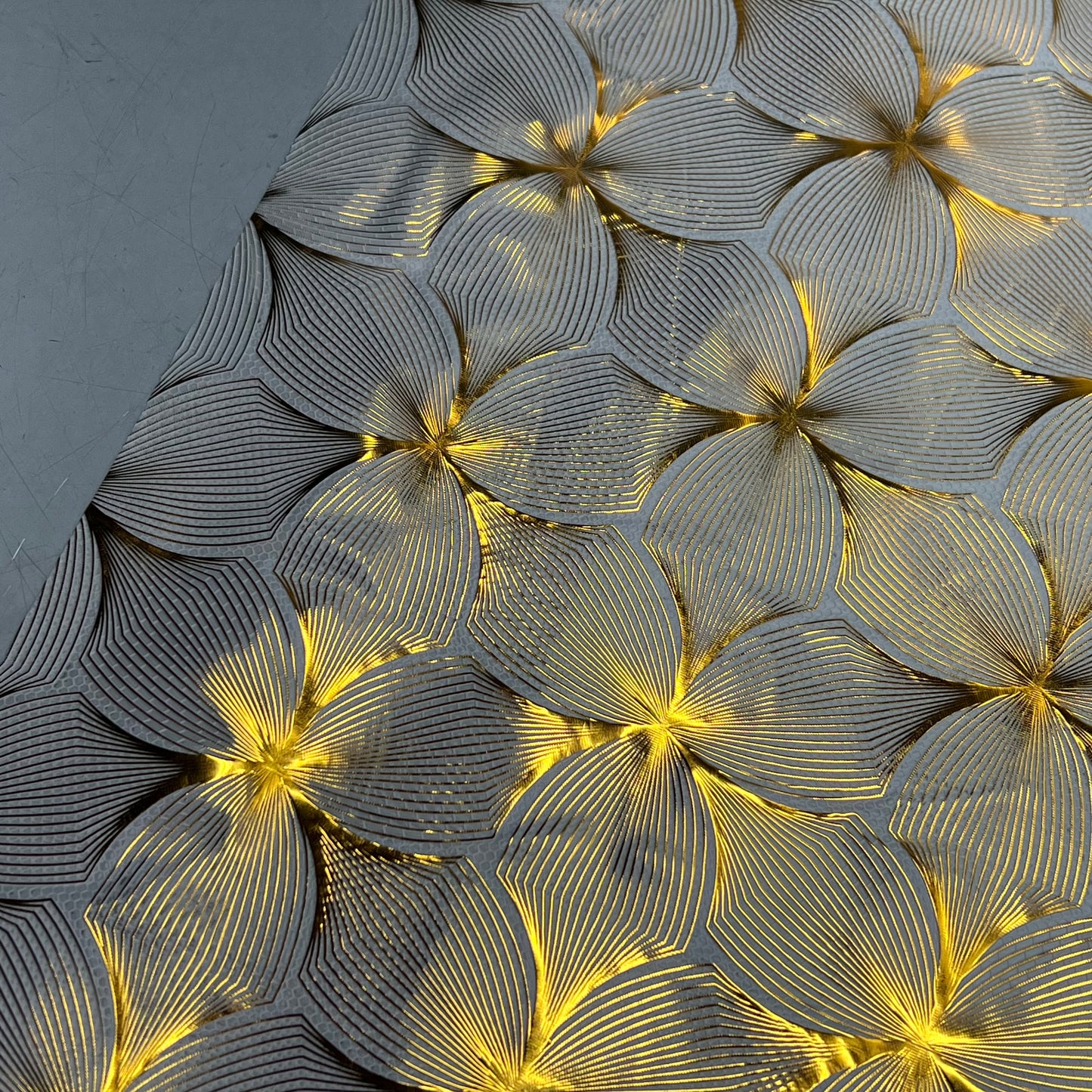 PVC Lace Dining Tablecloth Floral Pattern 54"x60' Clear/Gold