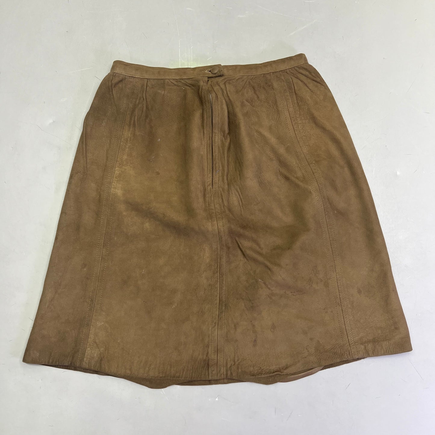 THE TANNERY JOSEPH MAGNIN Vintage Lined Raw Hide Skirt Women's Sz 4 Brown (Used)