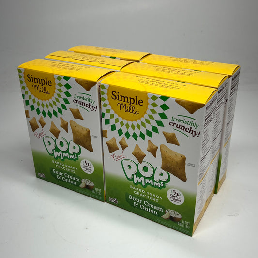 ZA@ SIMPLE MILLS (6 PACK) Pop Mmms Baked Snack Crackers Sour Cream & Onion 4oz 10/29/2026