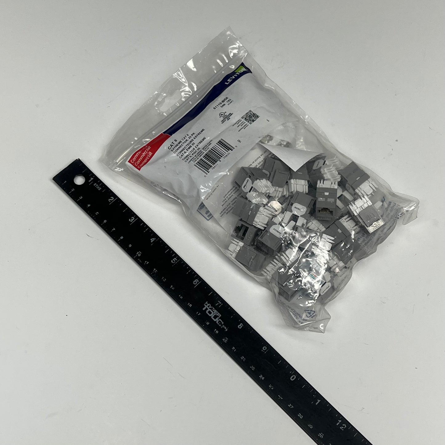 LEVITON (25 PACK) Extreme Cat 6 Quickport Jack Quickpack Gray 61110-BG6