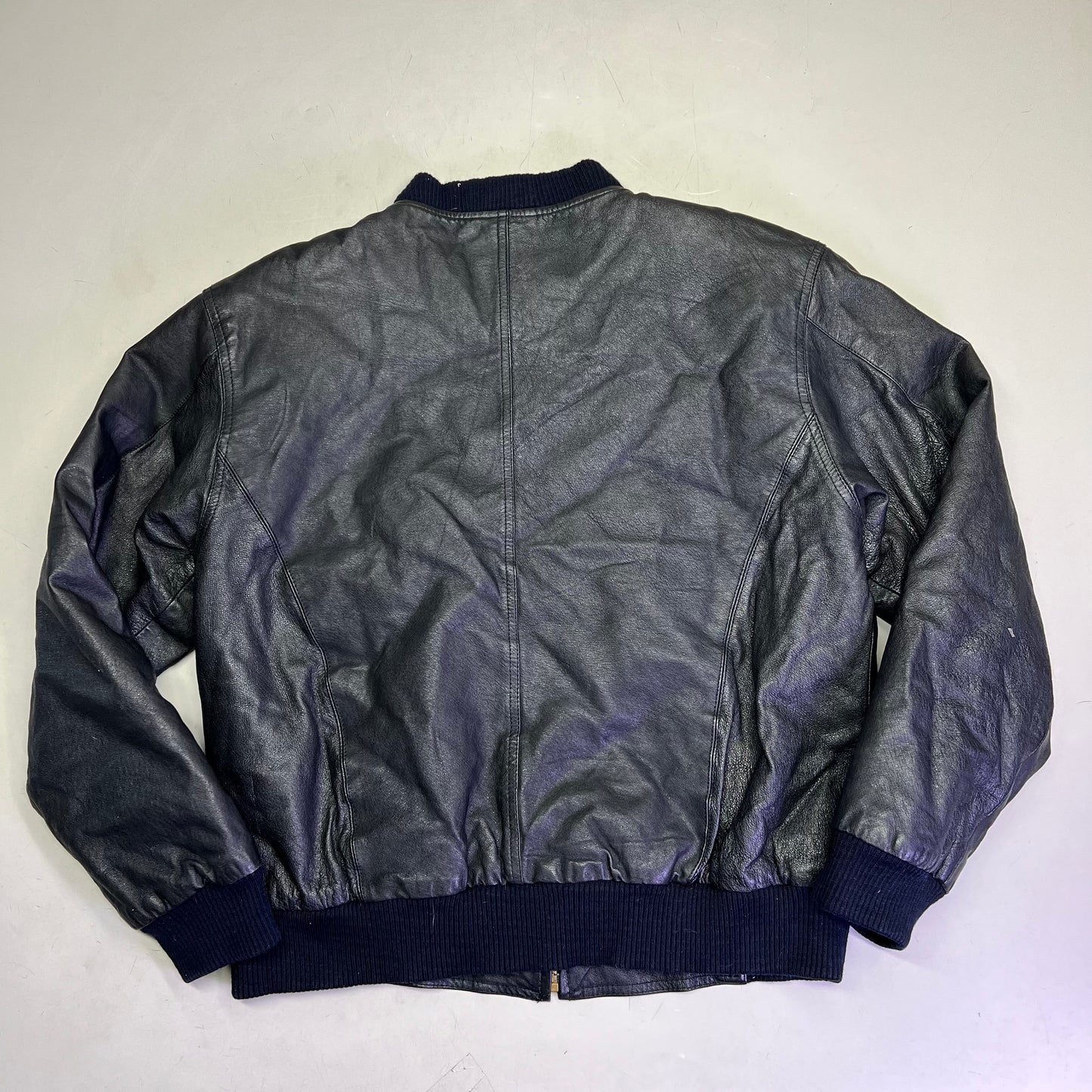 NEW ORDEDR Authentic Leather Jacket Full Zip Men's Sz L Black (Pre-Owned)