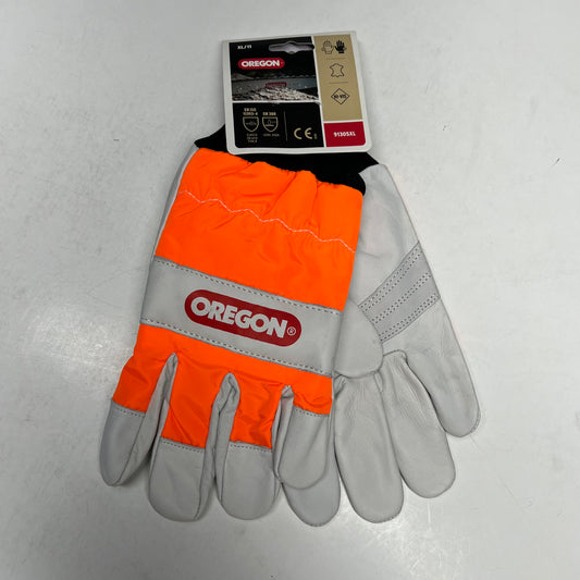 OREGON Leather Chainsaw Gloves Extra Thick Material  Unisex Sz XL Orange 91305XL