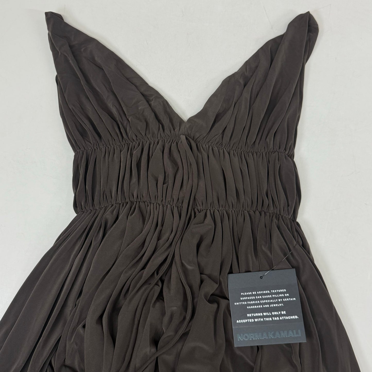 NORMA KAMALI Goddess Dress Unlined Women's Sz XXS/32 Chocolate KK3233PL292028