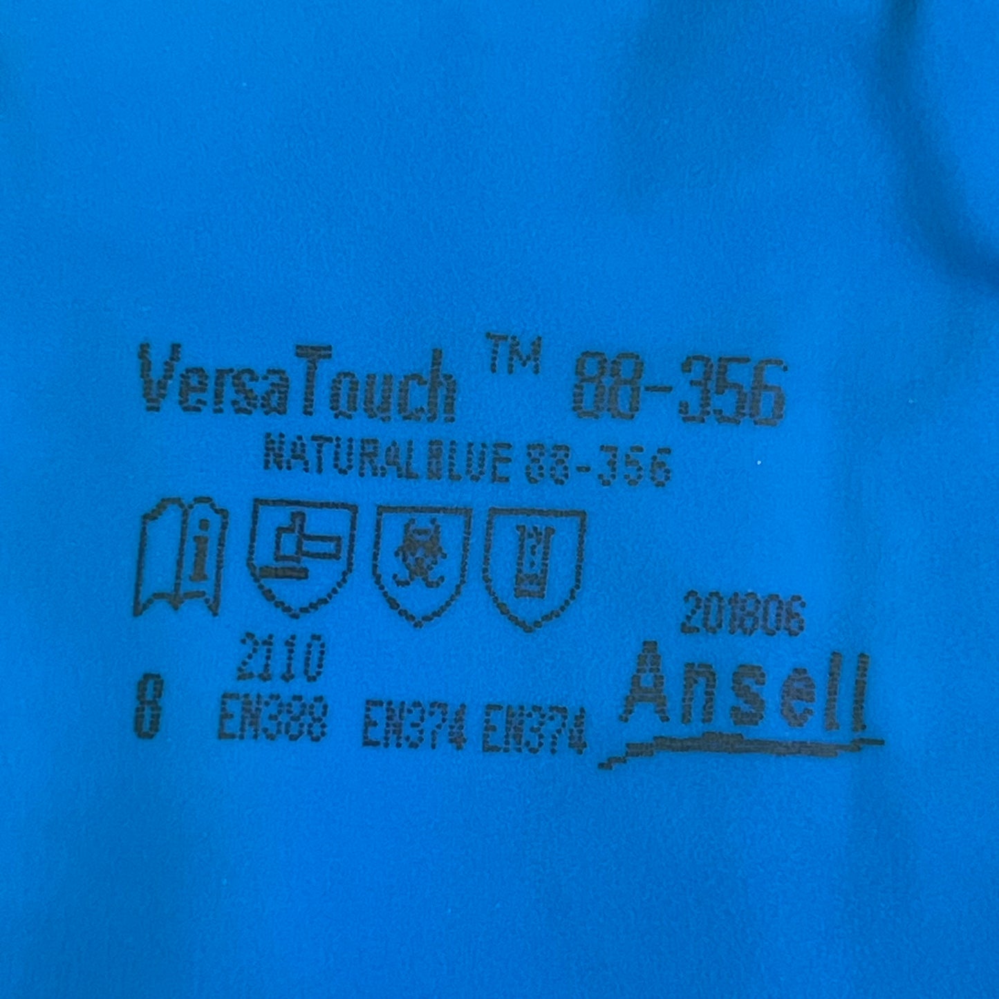 ANSELL (12 PACK) AlphaTec Natural Rubber Latex Unlined Gloves Sz 8 Blue 88-356