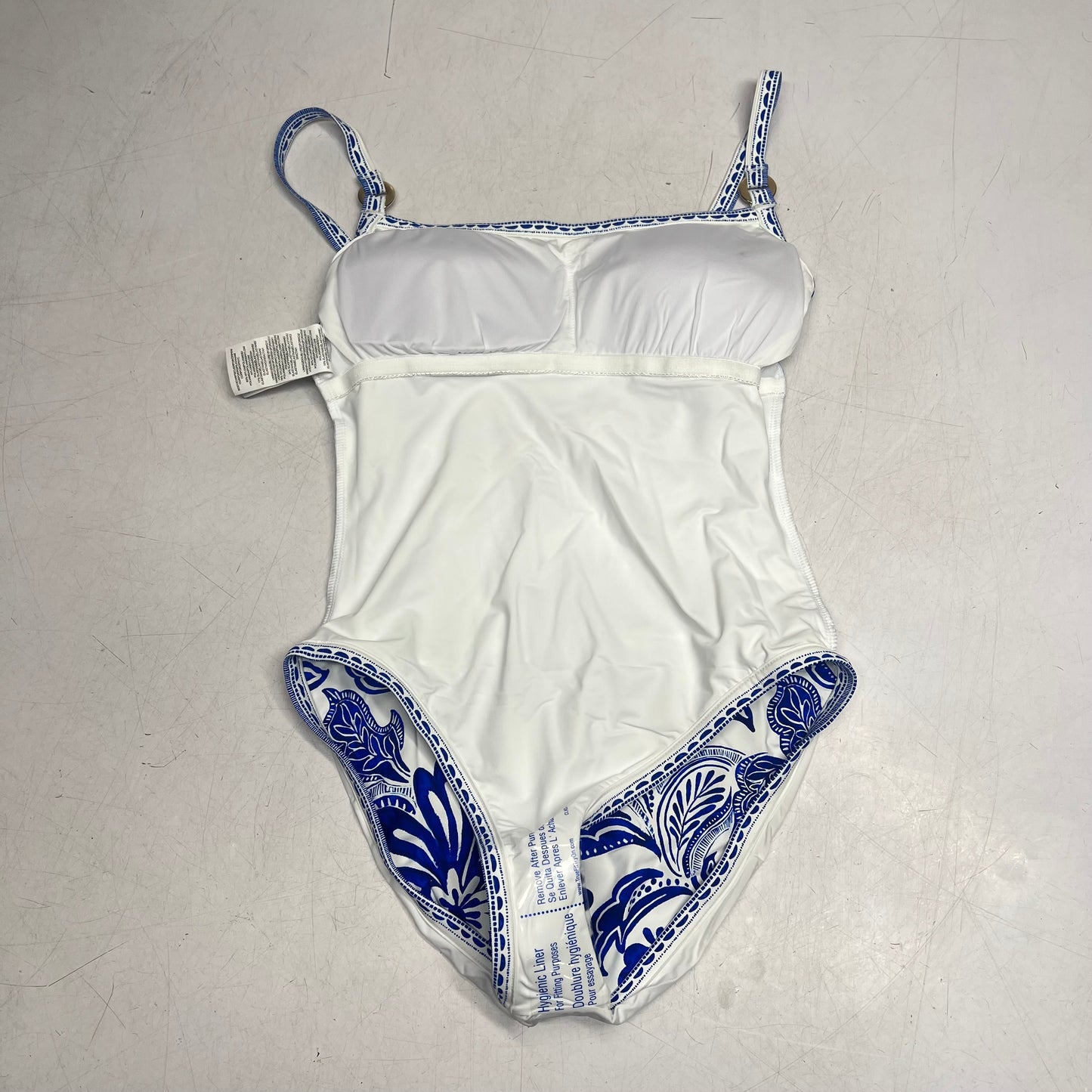 LA BLANCA  Lingerie One Piece Swimsuit Women's Sz 4 Botanical Brocade Lapis