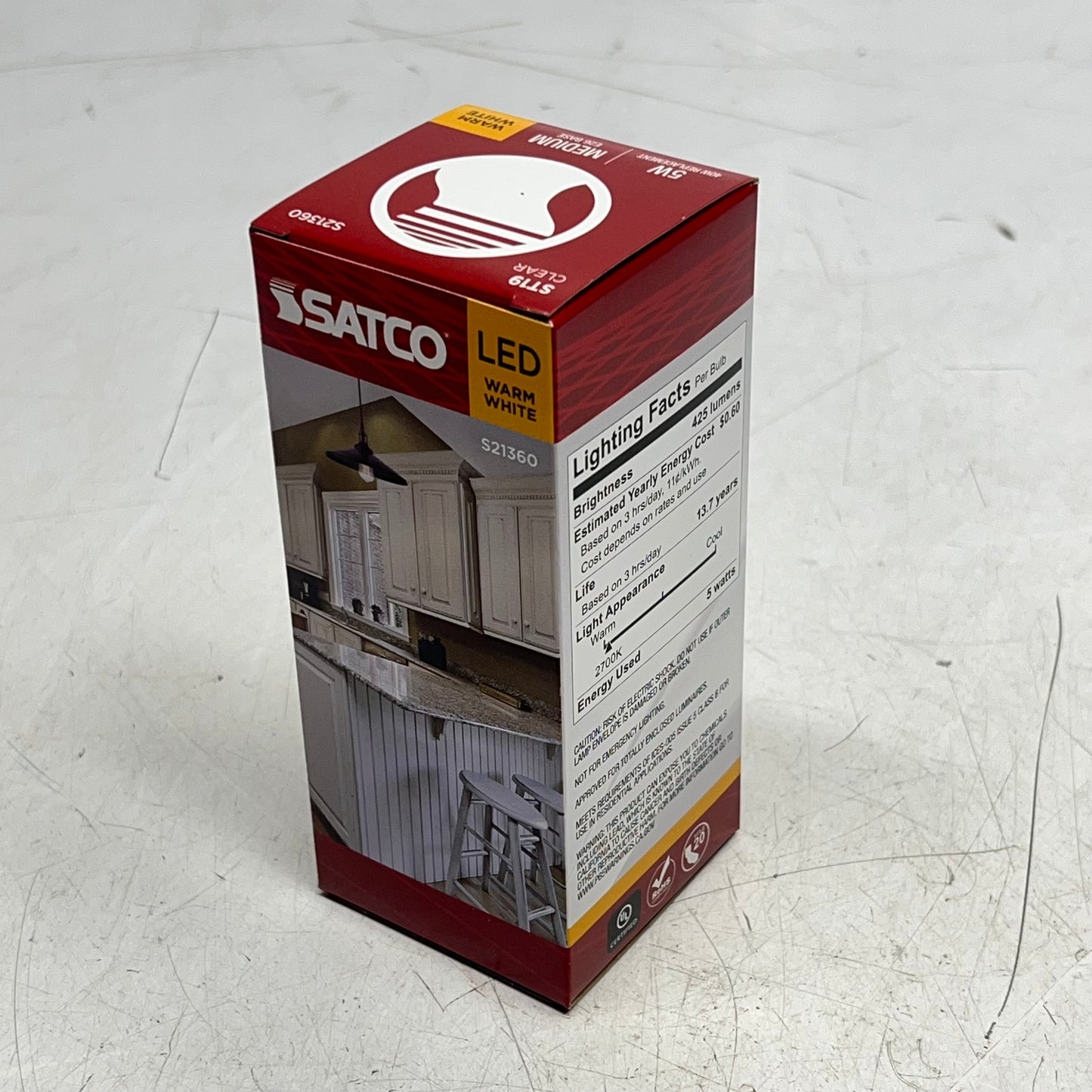 SATCO (6 PACK) Edison Style Bulb 5W LED ST19 2700K Warm White/Clear Glass S21360