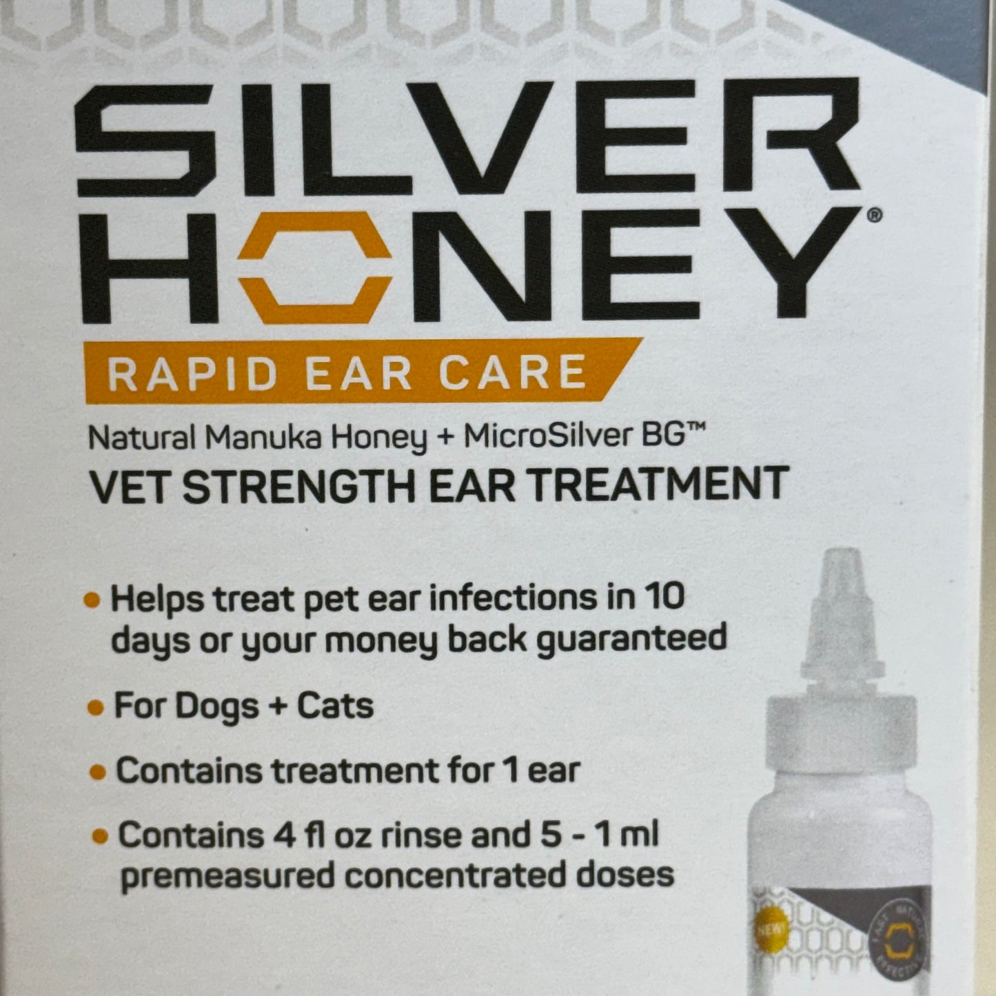 SILVER HONEY Rapid Ear Care 4fl oz 5-1 ml For Dogs and Cats BB 07/25