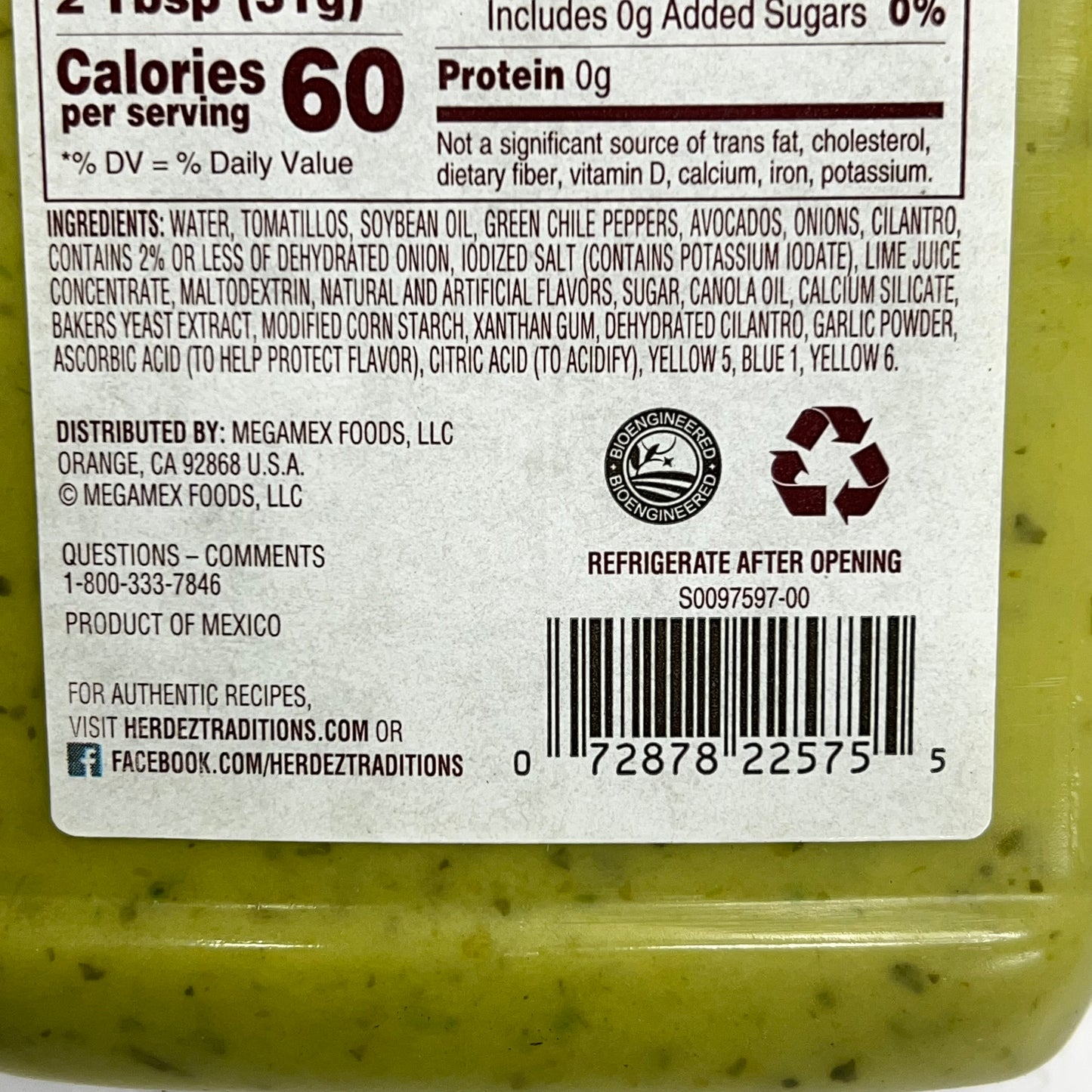 ZA@ HERDEZ (4 PACK) Guacamole Salsa  Medium 32 Oz Jug BB 11/26