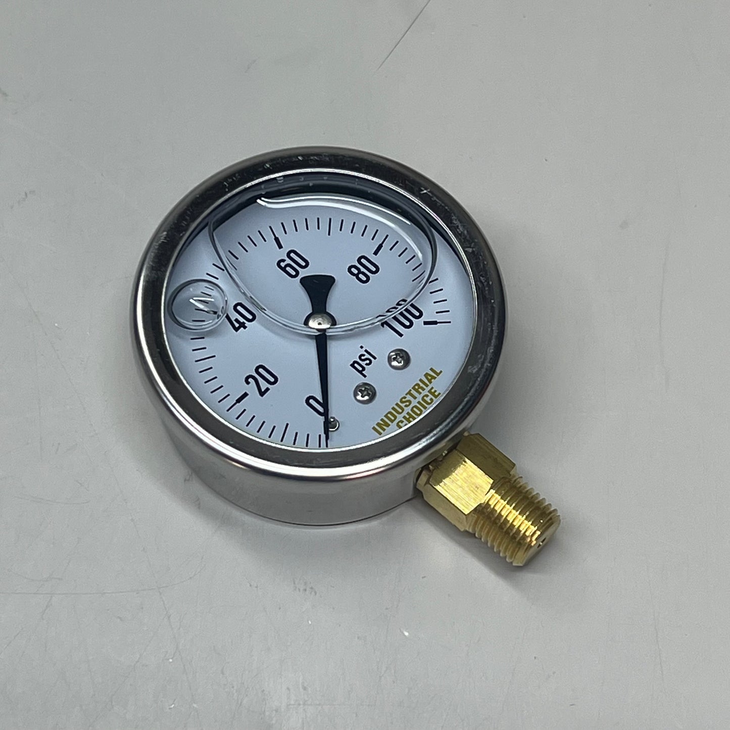 INDUSTRIAL CHOICE Stainless Steel Pressure Gauge 0-100 PSI 2.5" LS-100-2.5-SS-4